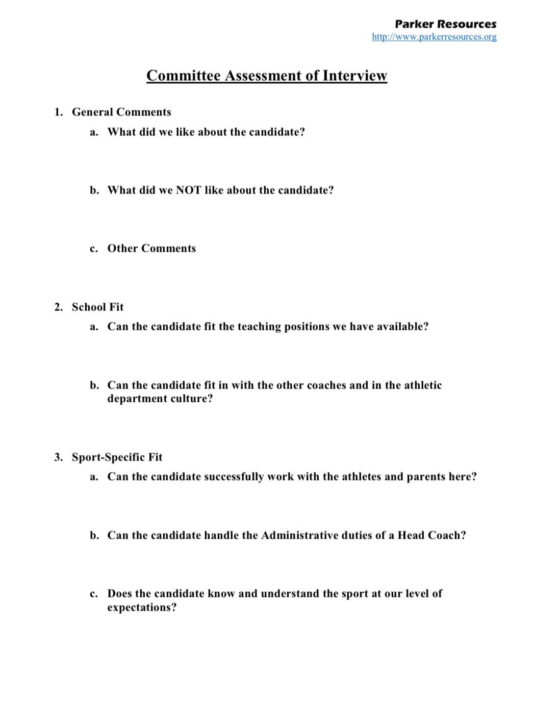 Interview Questions for Coaches